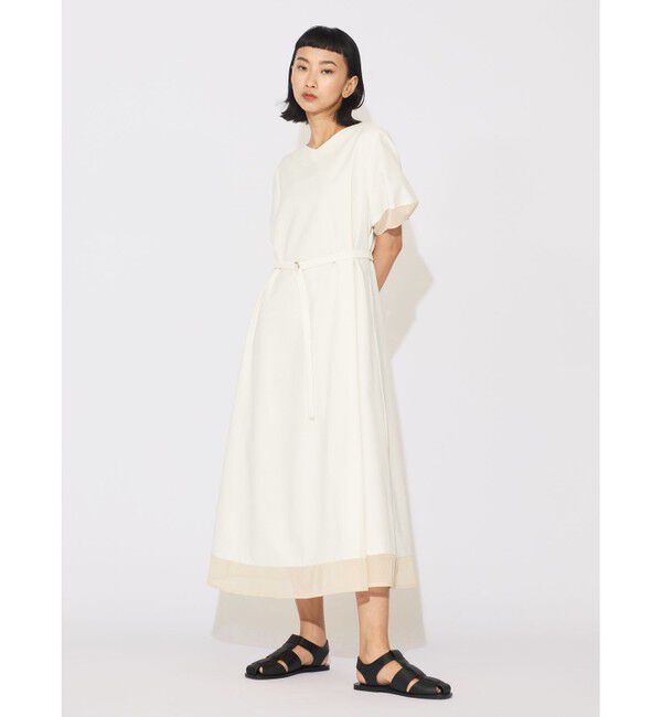 MIDIUMISOLID「MIDIUMISOLID for Ladies ベルト付きシアーコンビワンピース」|ワンピース|