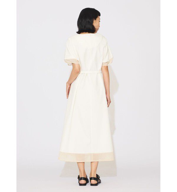 MIDIUMISOLID「MIDIUMISOLID for Ladies ベルト付きシアーコンビワンピース」|ワンピース|