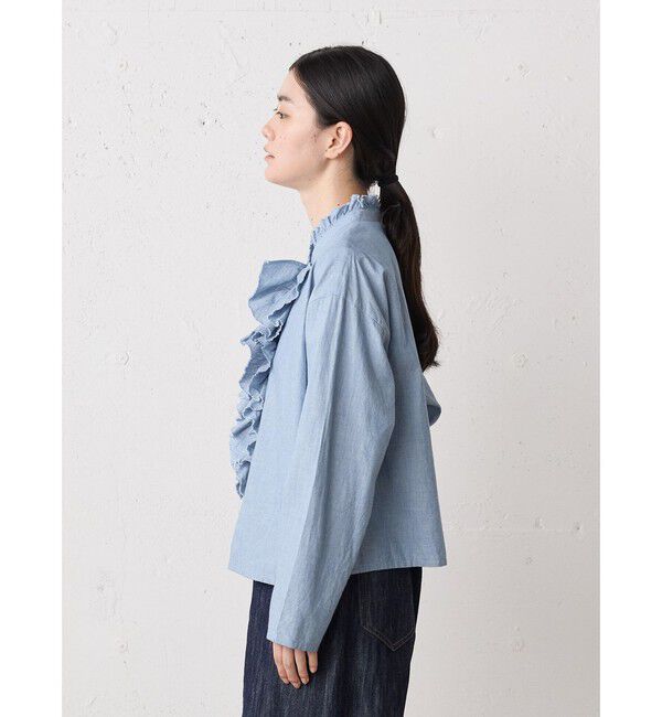 MidiUmi「MidiUmi ダンガリーズラッフルシャツ」|シャツ・ブラウス|