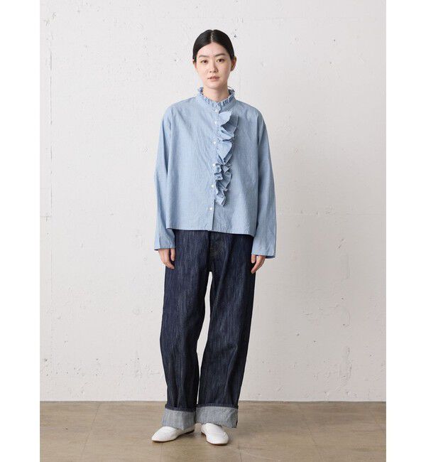 MidiUmi「MidiUmi ダンガリーズラッフルシャツ」|シャツ・ブラウス|