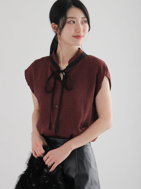 Te chichi「配色リボンドットアソートブラウス」|シャツ・ブラウス|ボルドー