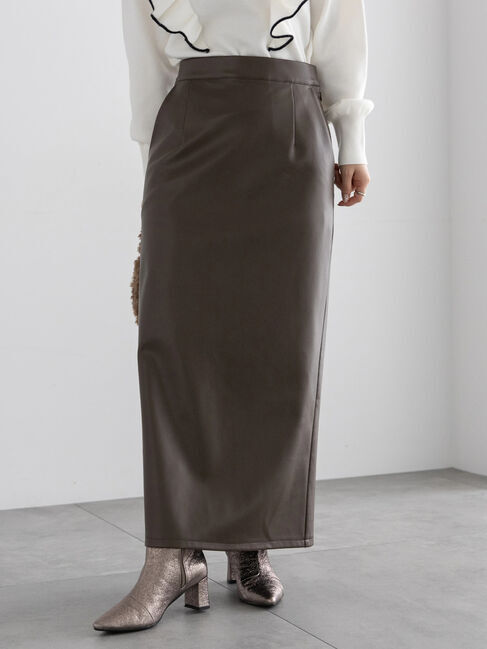 Te chichi「エコレザーロングナロースカート」|スカート|ブラウン