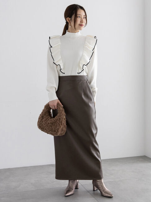 Te chichi「エコレザーロングナロースカート」|スカート|