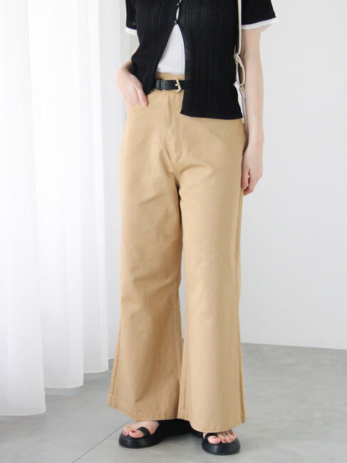 Te chichi TERRASSE「フレアワイドデニムパンツ」|その他|マスタード