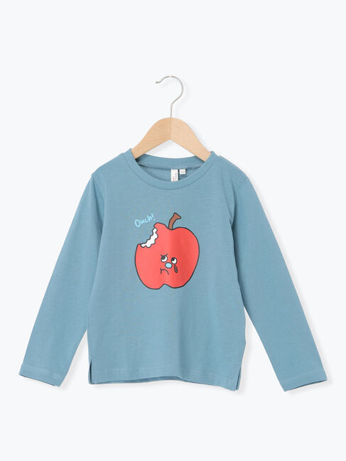 Samansa Mos2 Lagom「リンゴプリントロンT」|Tシャツ・カットソー|ターコイズブルー