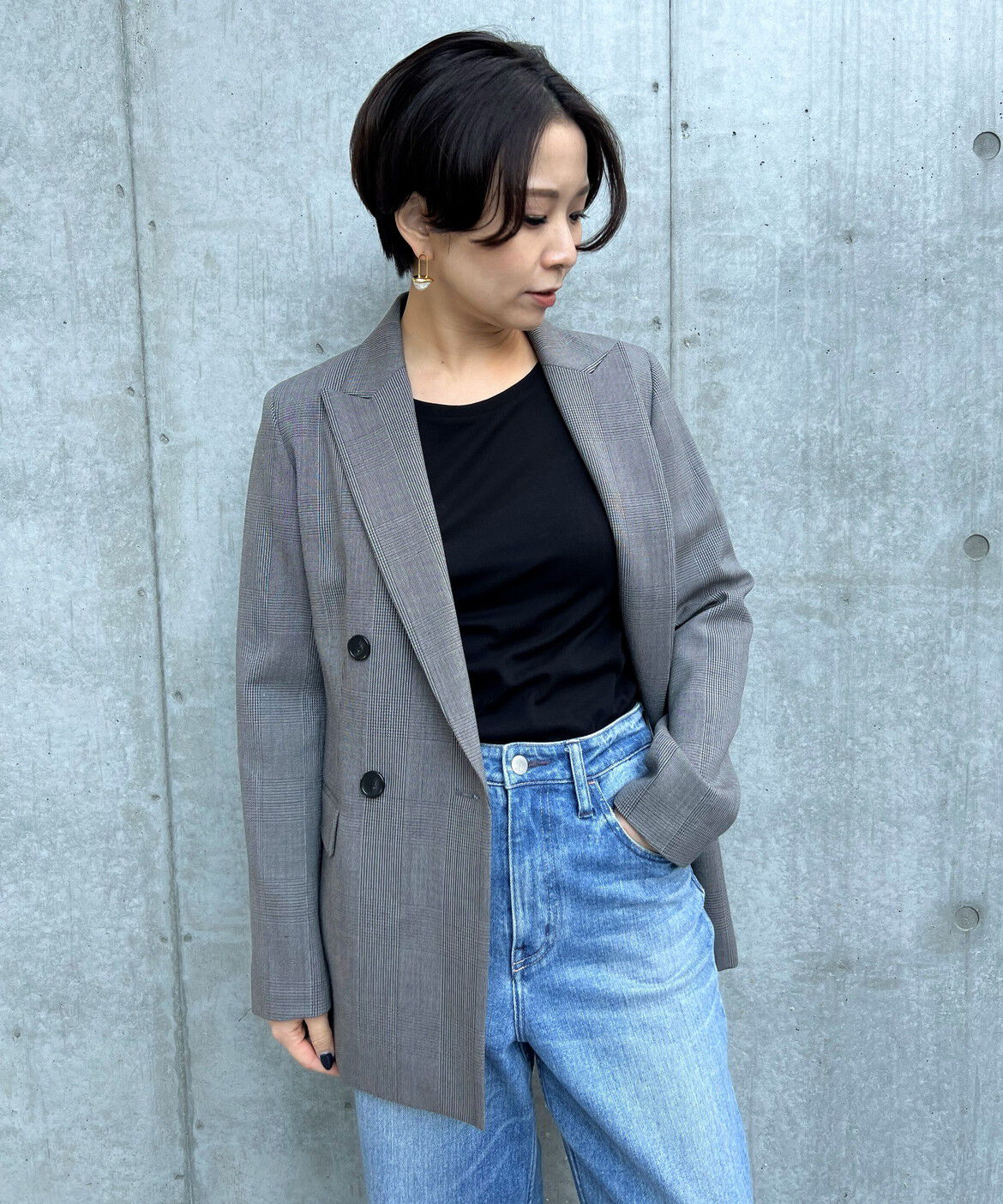 INED「《大きいサイズ》コットンクルーネックシアーロングTシャツ」|Tシャツ・カットソー|