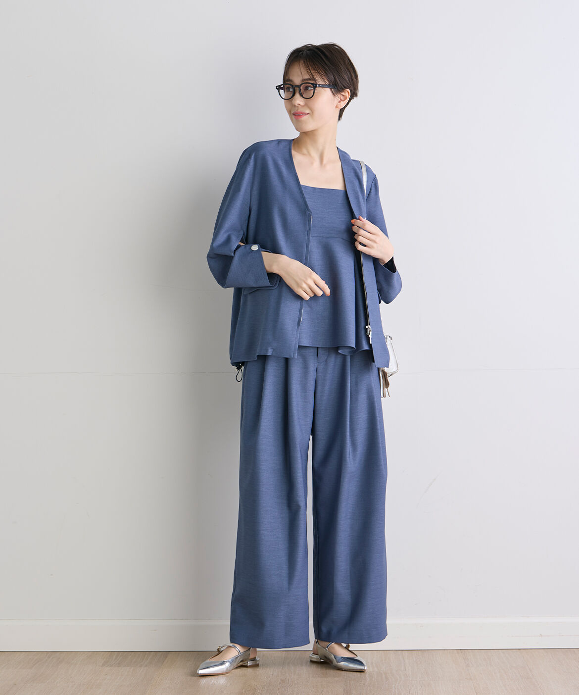 INED「《INED CLARO》ケープスリーブジャケット」|ノーカラージャケット|