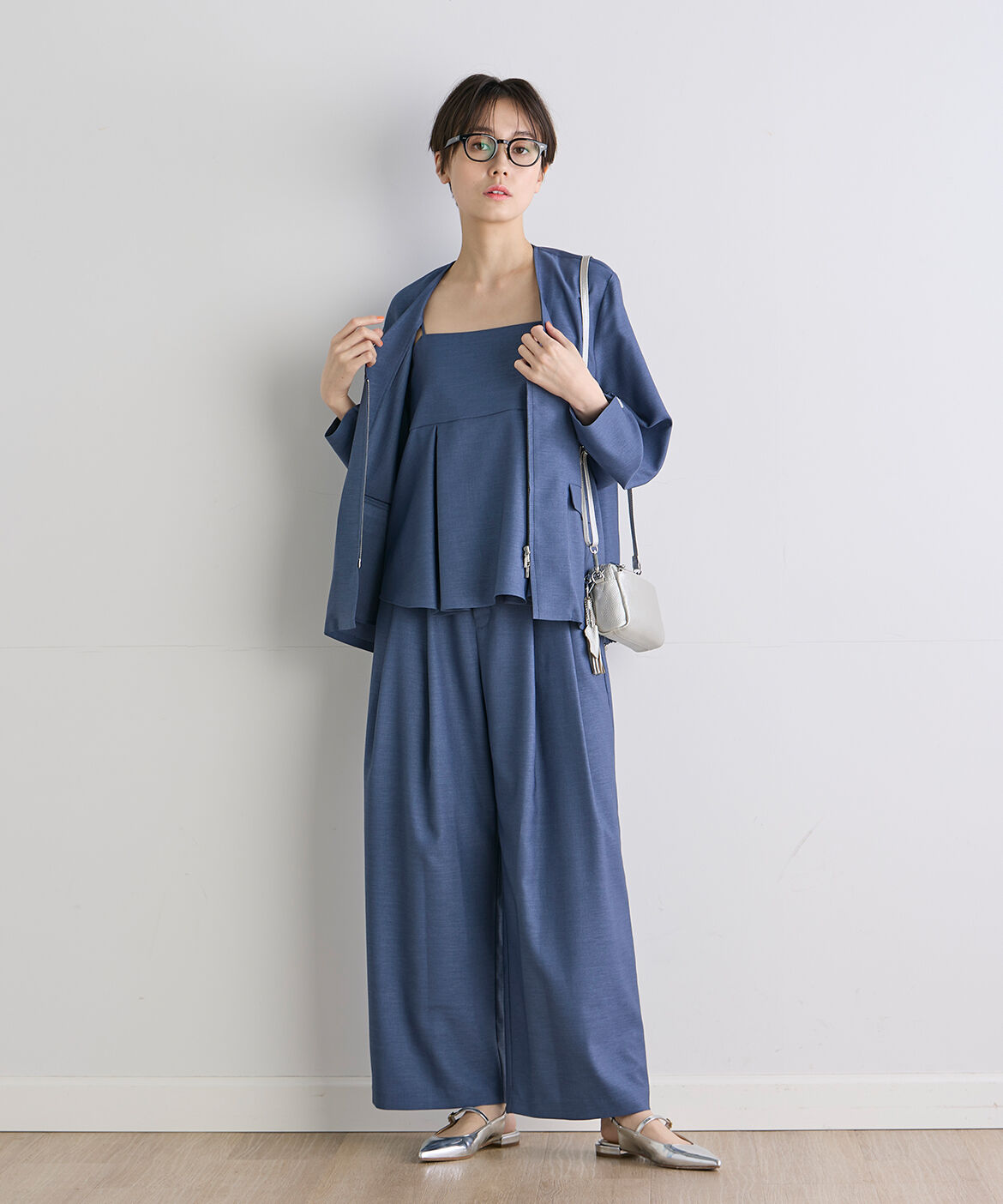 INED「《INED CLARO》ケープスリーブジャケット」|ノーカラージャケット|