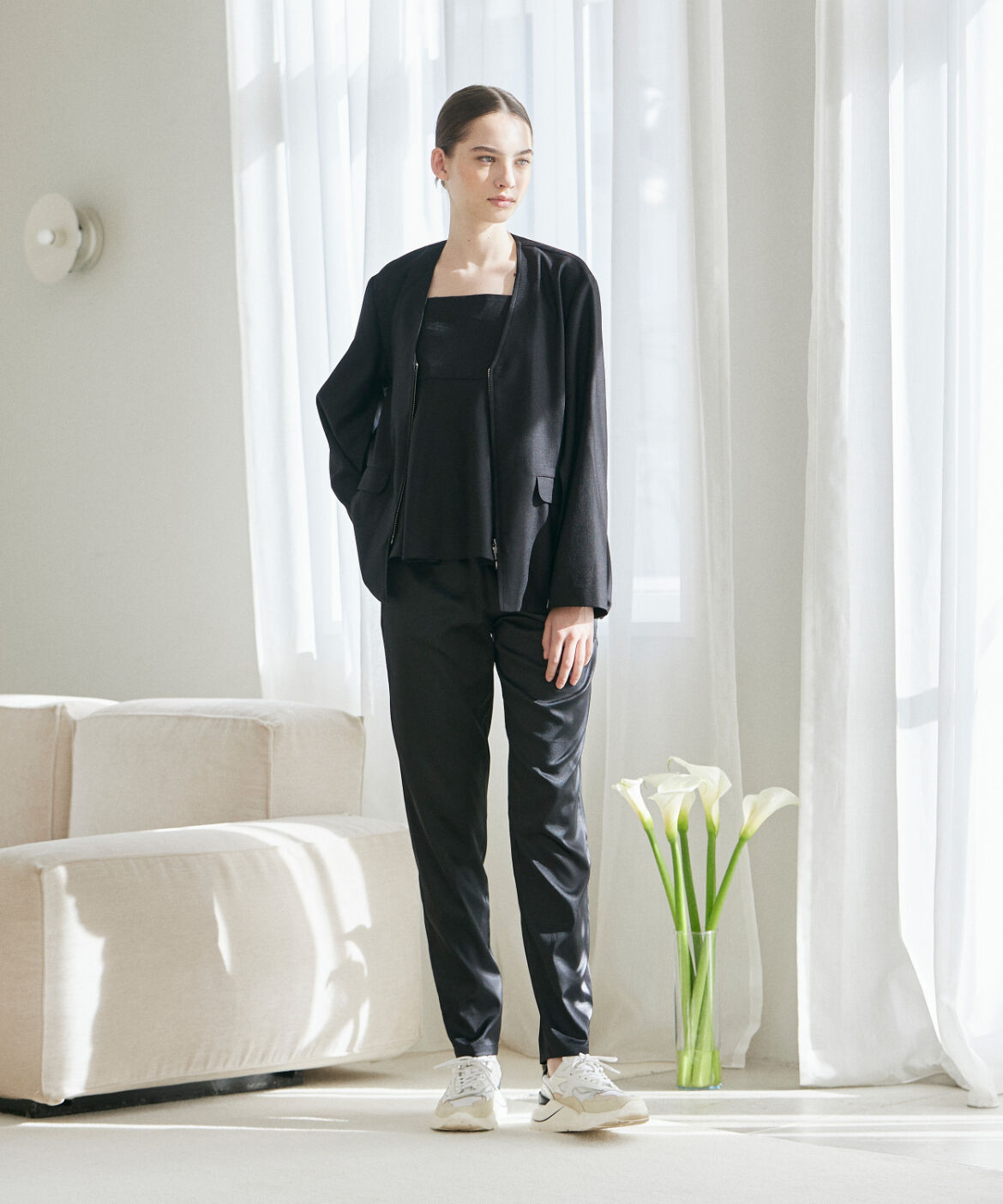 INED「《INED CLARO》ケープスリーブジャケット」|ノーカラージャケット|