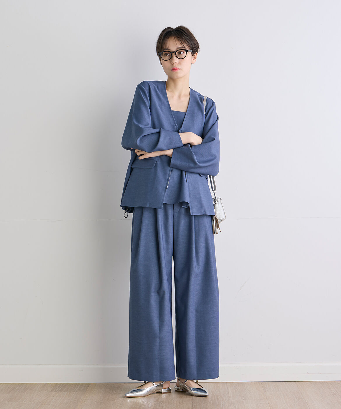 INED「《INED CLARO》ケープスリーブジャケット」|ノーカラージャケット|