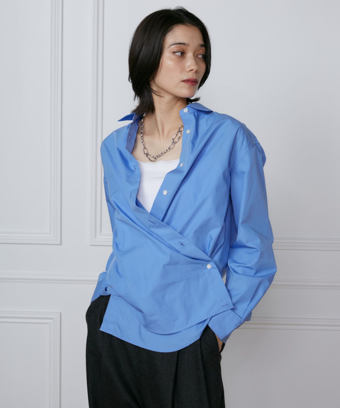 INED「《大きいサイズ》オーバーサイズシャツ」|シャツ・ブラウス|サックス3