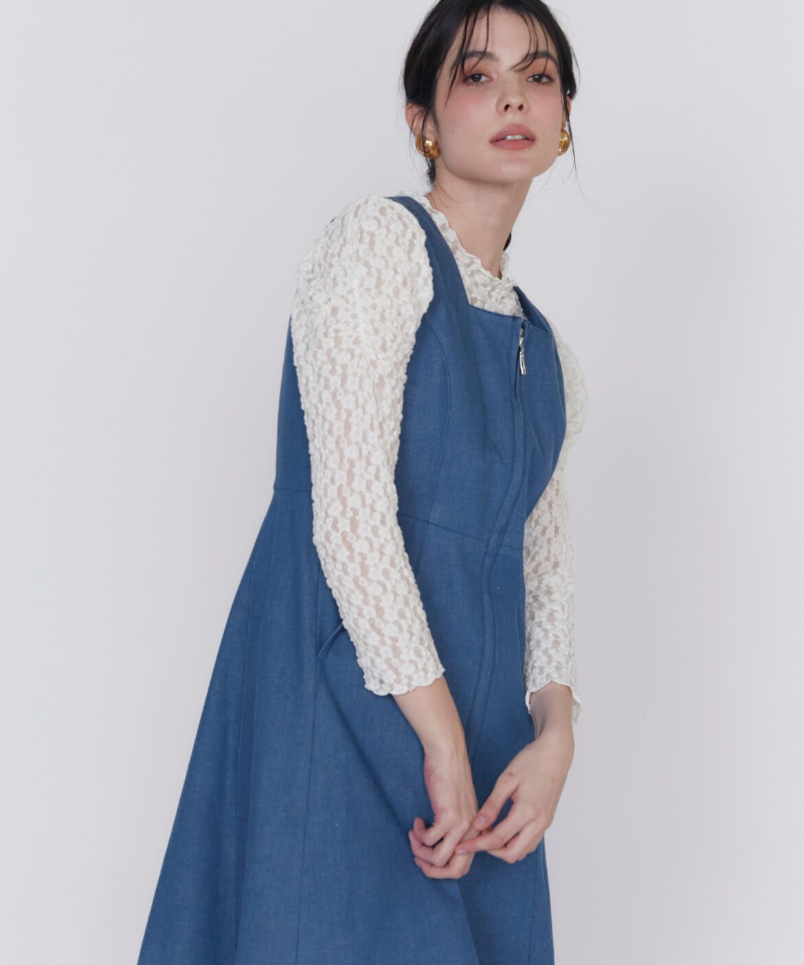 Maglie le cassetto「デニムワンピース」|ワンピース|サックス3