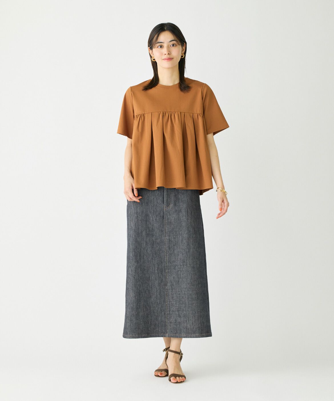 I.T.'S international「タックギャザー切り替えトップス」|Tシャツ・カットソー|