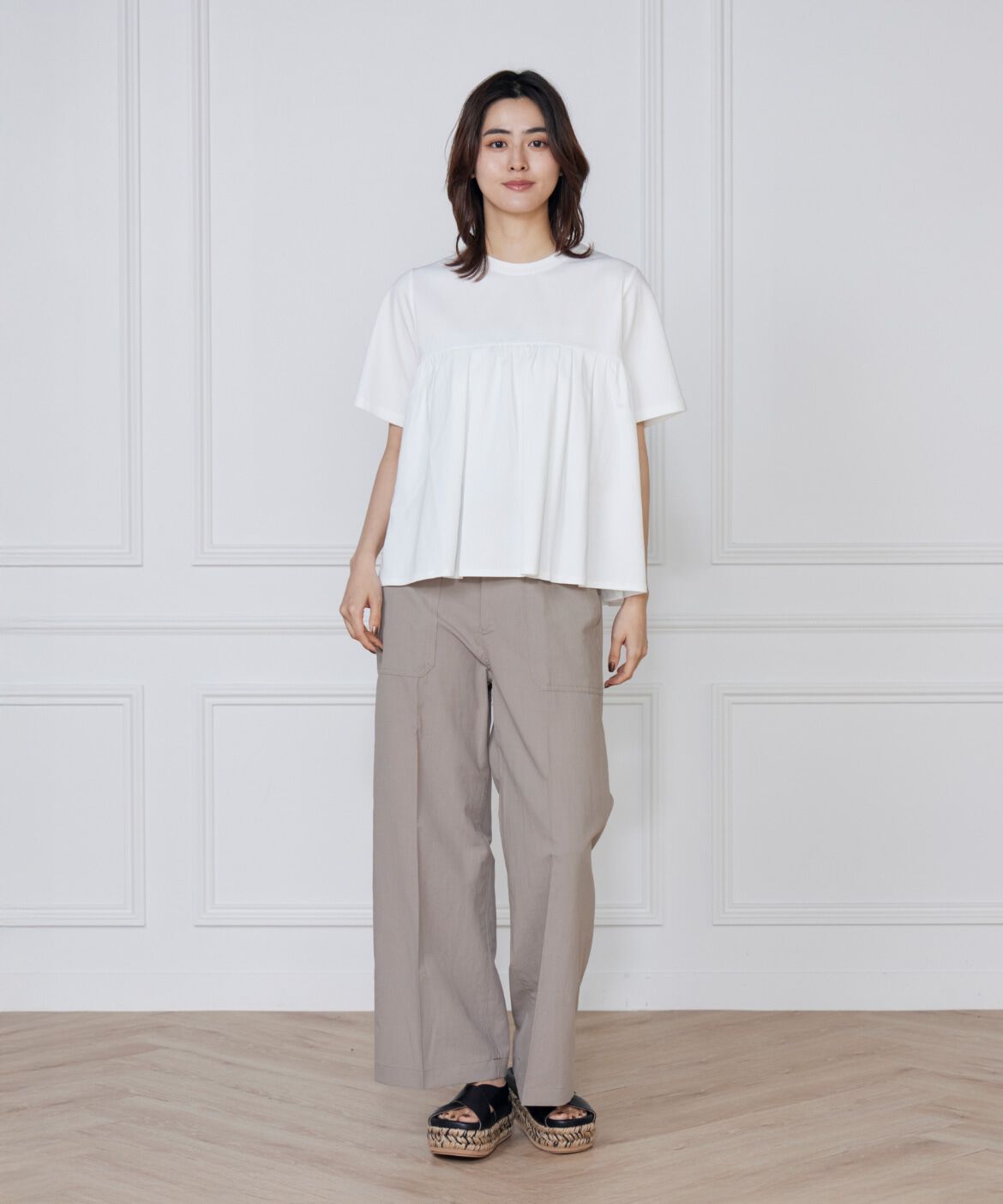 I.T.'S international「タックギャザー切り替えトップス」|Tシャツ・カットソー|