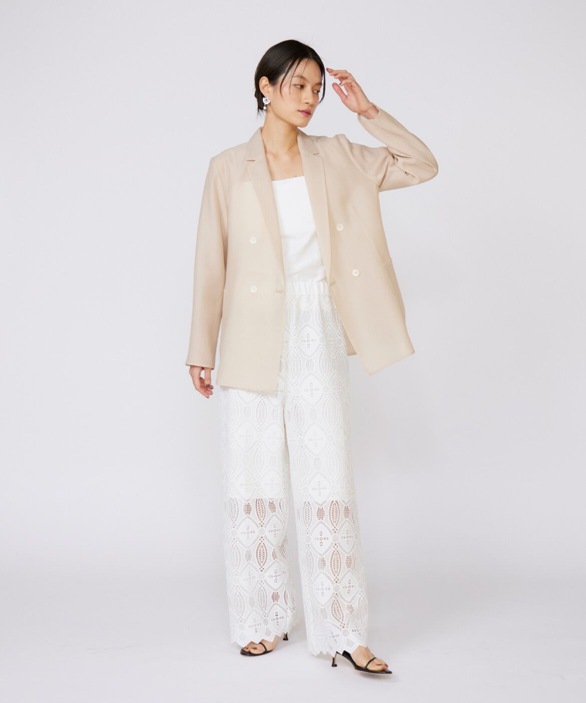 INED「《大きいサイズ》オーガンジーシアージャケット」|テーラードジャケット|