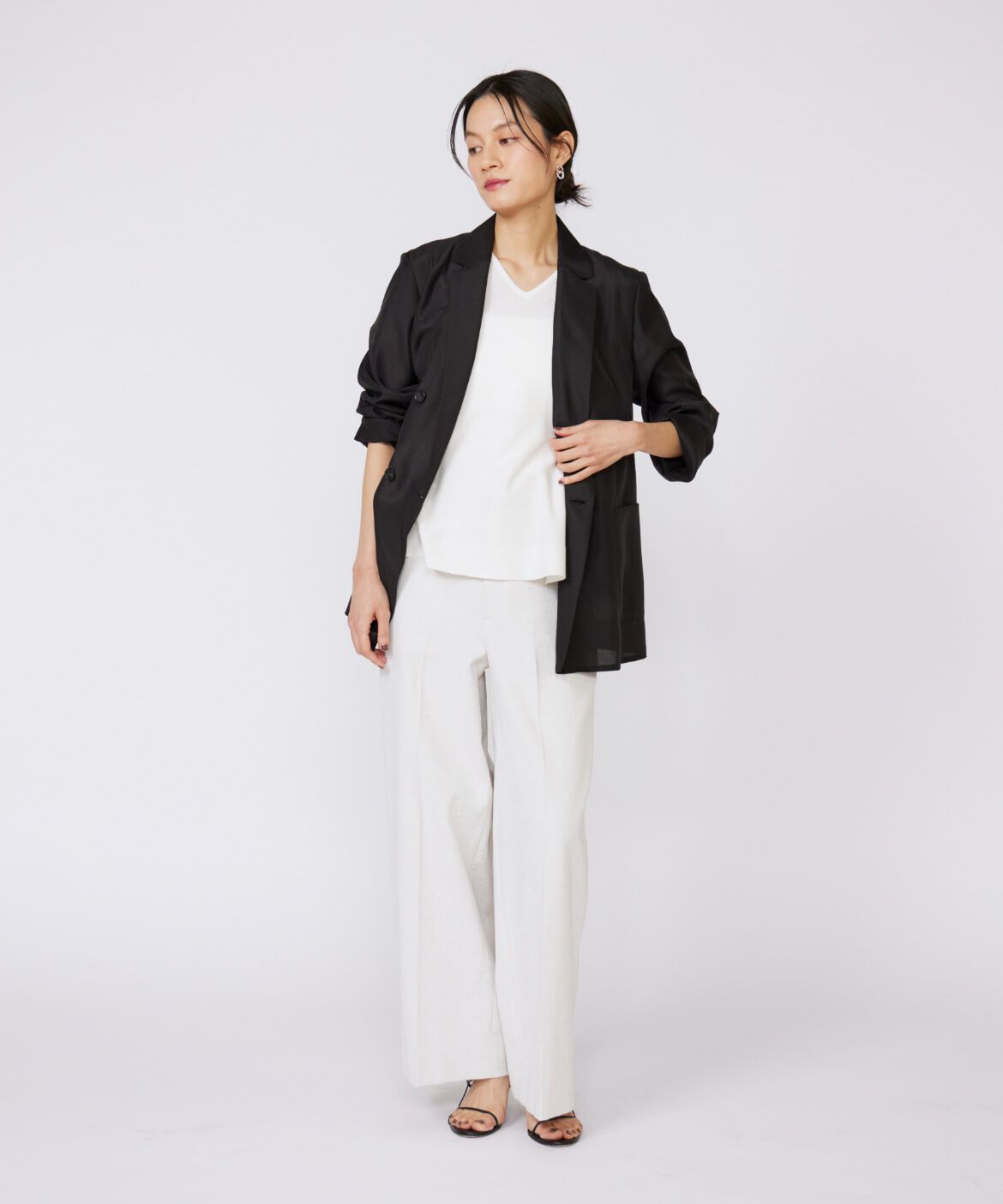 INED「《大きいサイズ》オーガンジーシアージャケット」|テーラードジャケット|