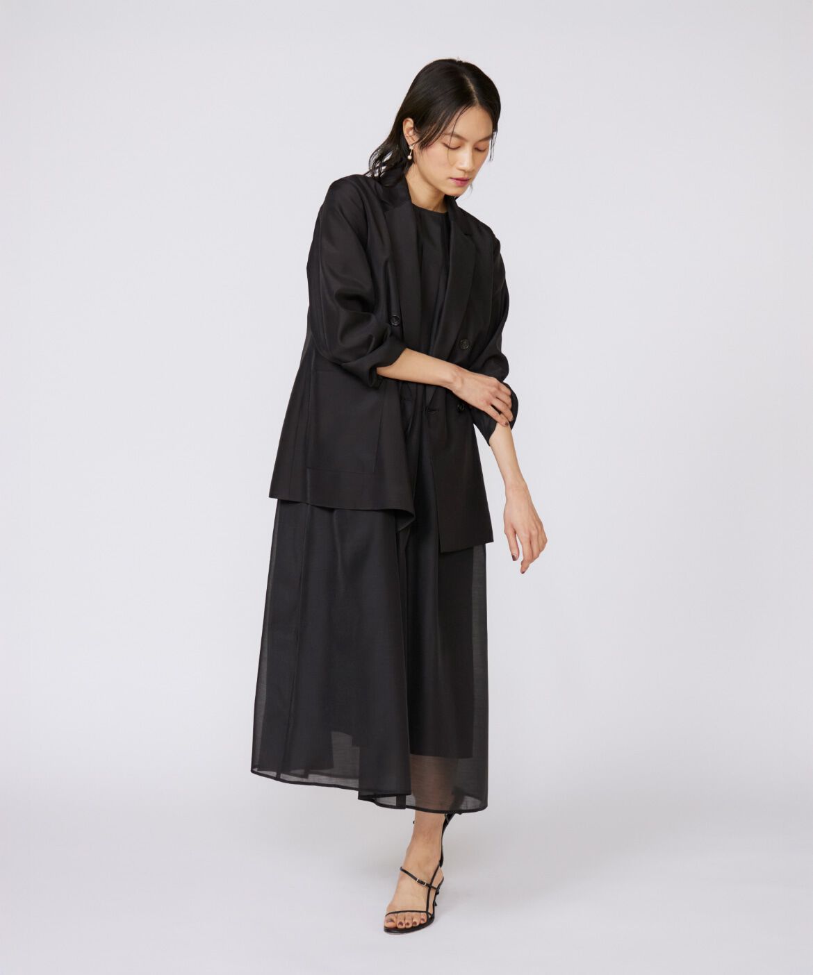 INED「《大きいサイズ》オーガンジーシアージャケット」|テーラードジャケット|