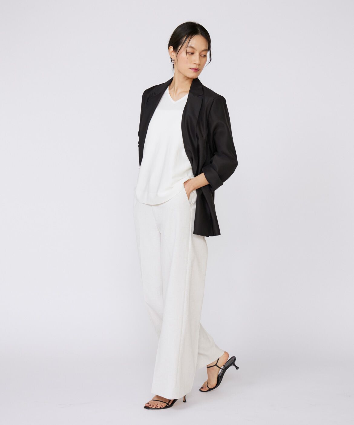 INED「《大きいサイズ》オーガンジーシアージャケット」|テーラードジャケット|