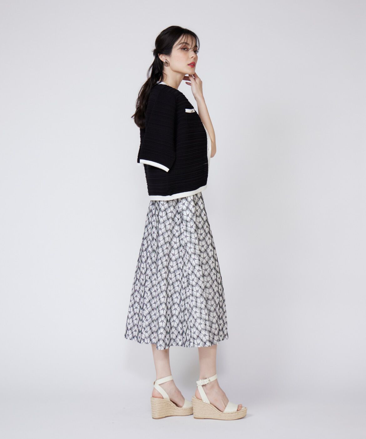 Maglie le cassetto「ピンタック柄ニットジャケット」|カーディガン|