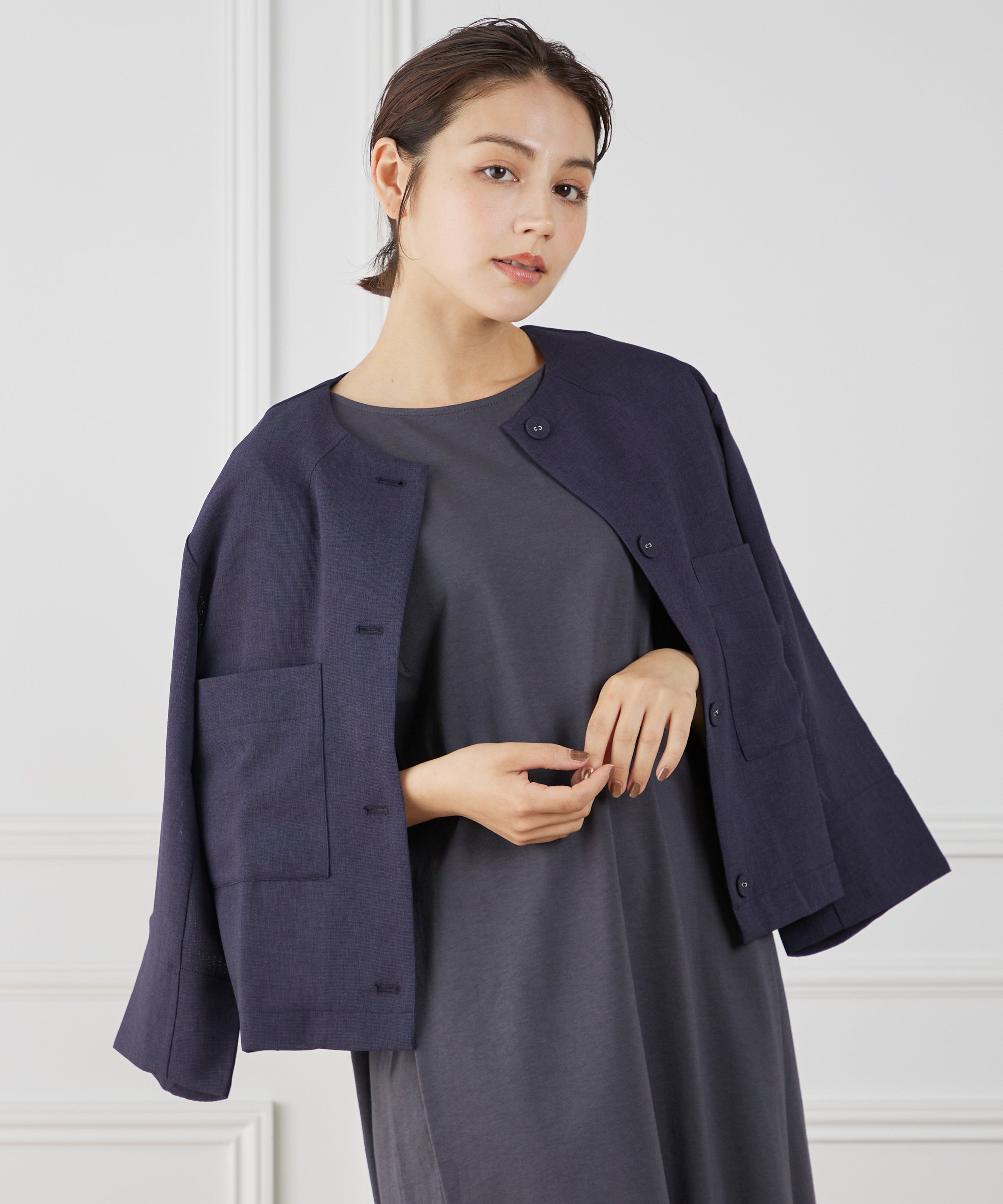 7-IDconcept.「カラミノーカラージャケット」|ノーカラージャケット|ネイビー