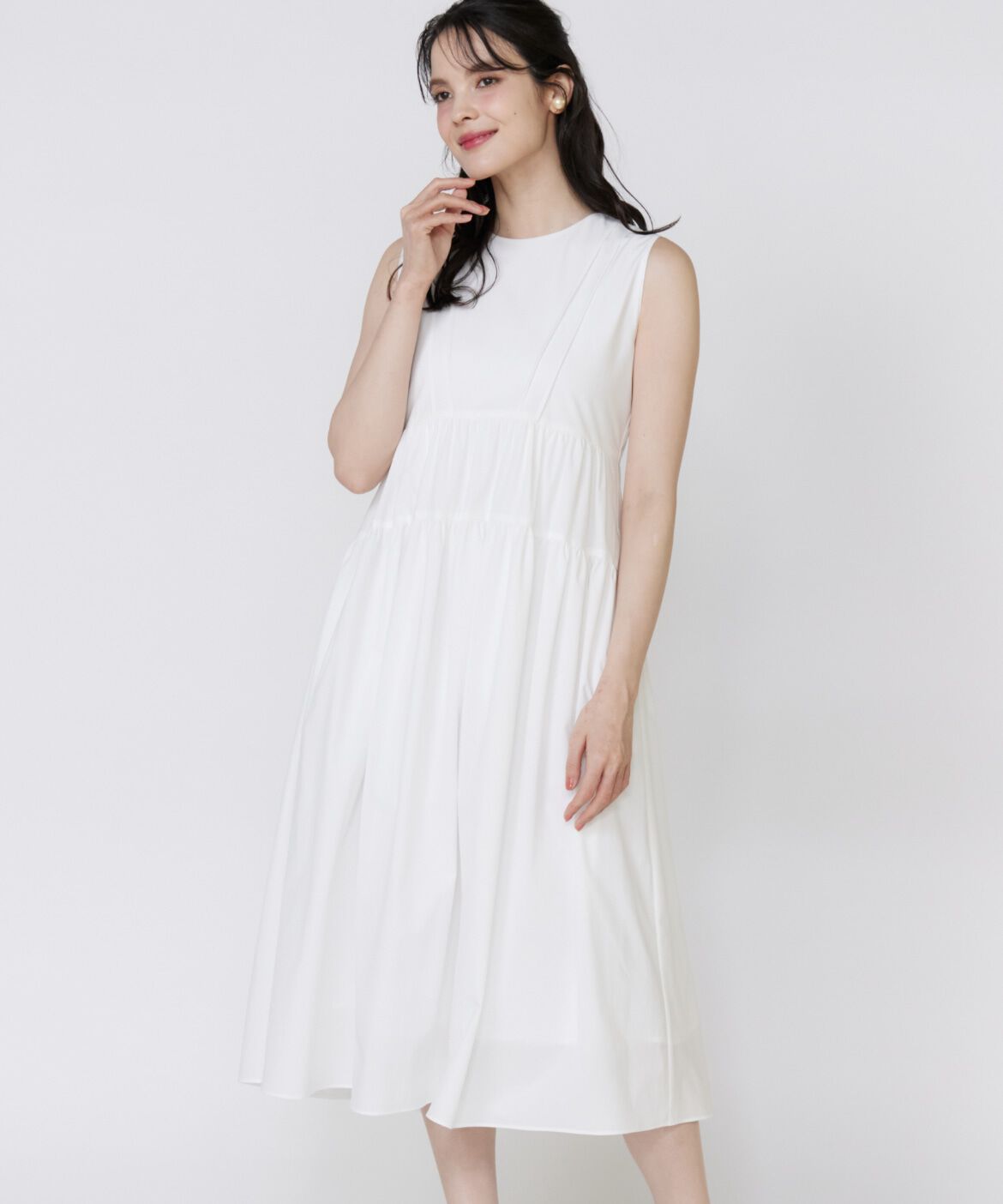 Maglie le cassetto「タックフレンチティアードワンピース」|ワンピース|オフホワイト1