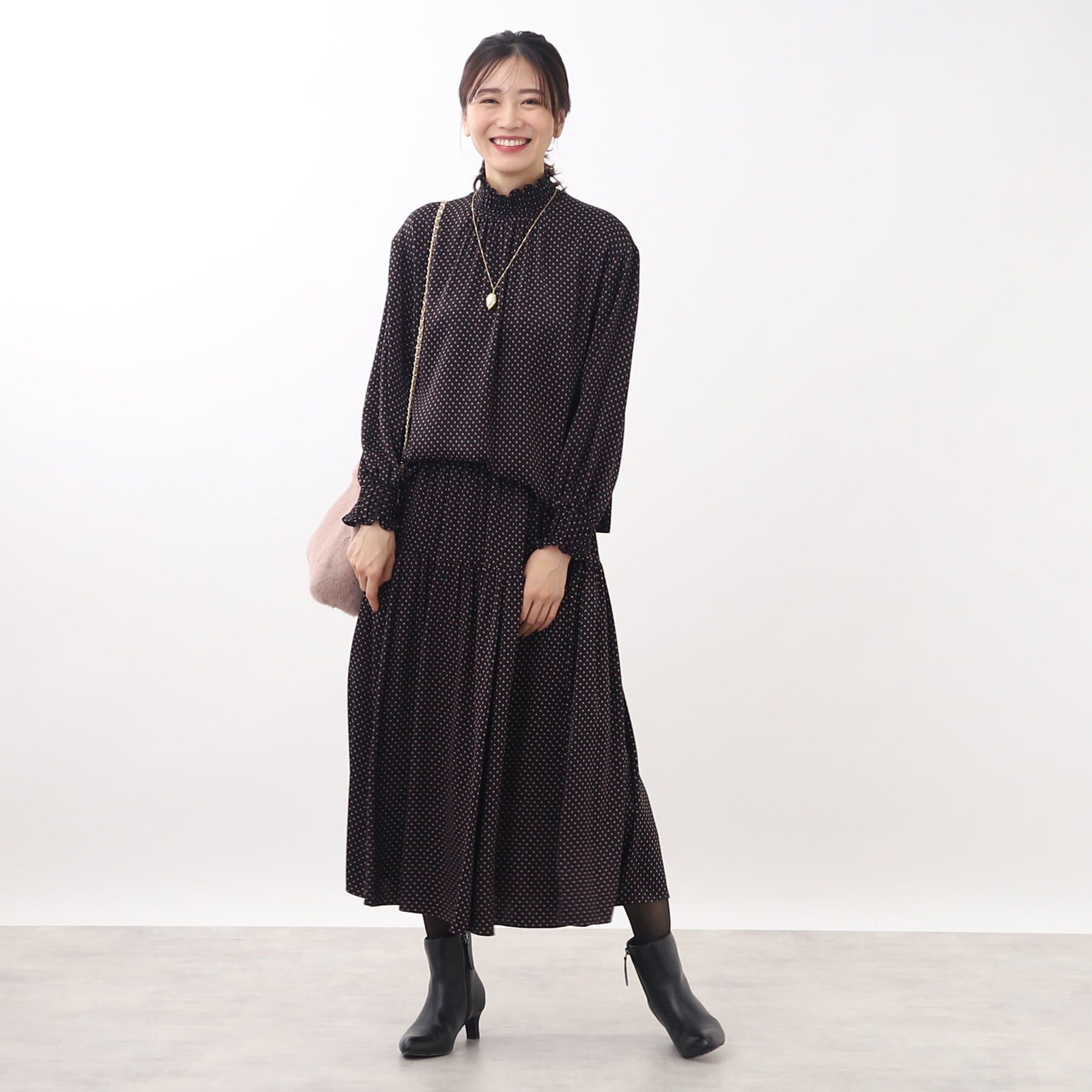 Reflect「【人気！着映えブラウス！洗える】コツキ柄プリントブラウス」|シャツ・ブラウス|