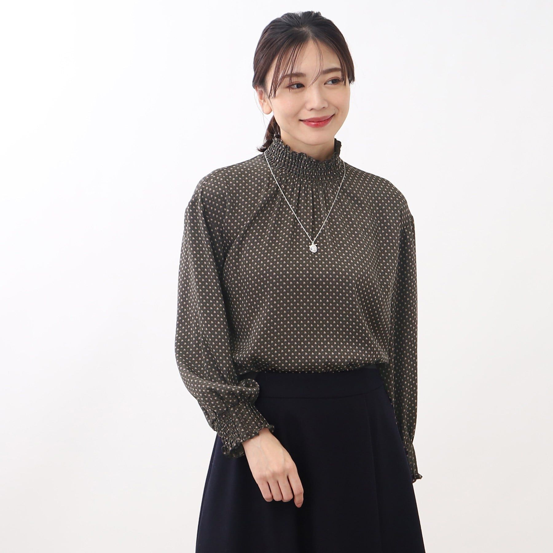 Reflect「【人気！着映えブラウス！洗える】コツキ柄プリントブラウス」|シャツ・ブラウス|