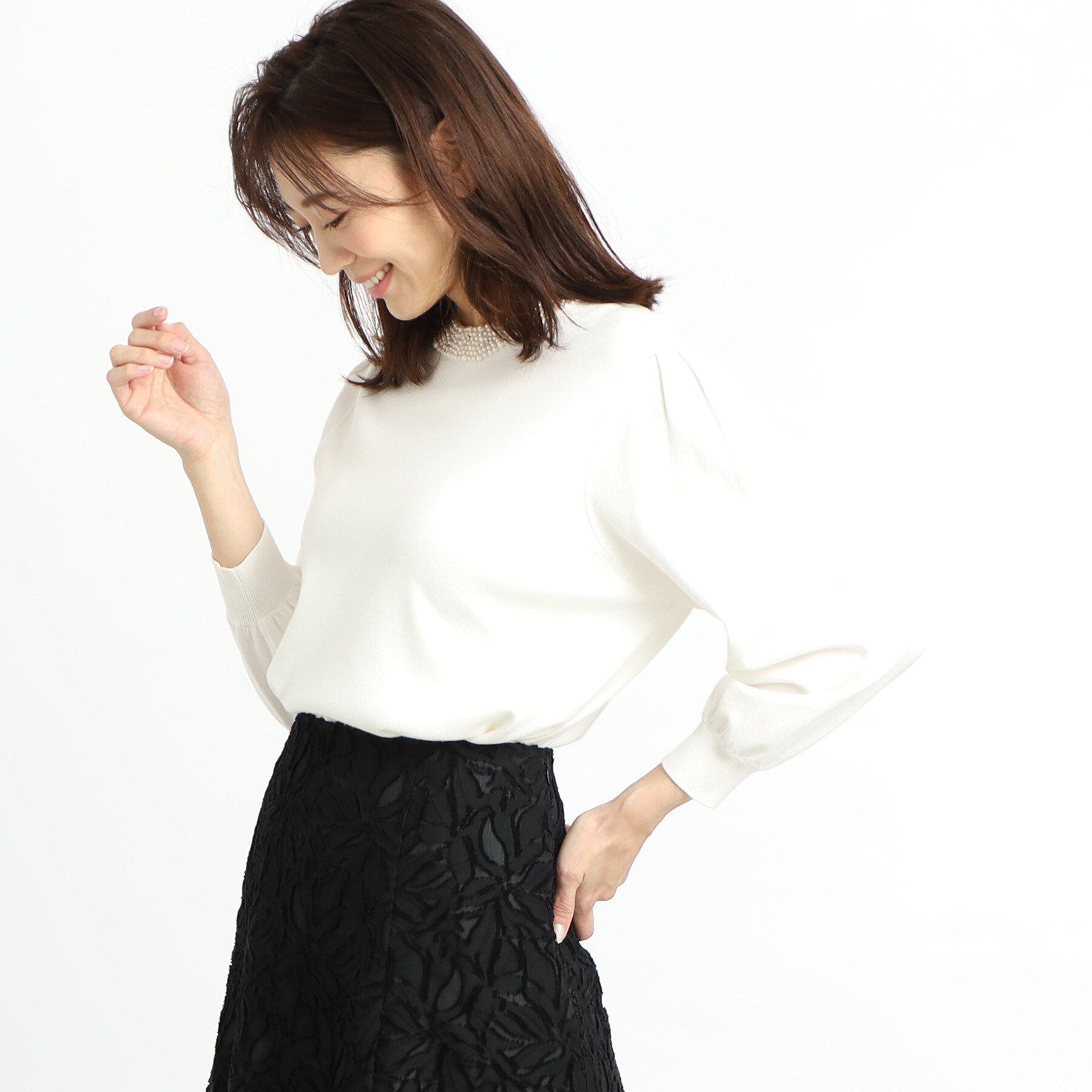 Reflect「【R‐QUALITY】パール調&times;クリスタルビジューニット」|ニット・セーター|