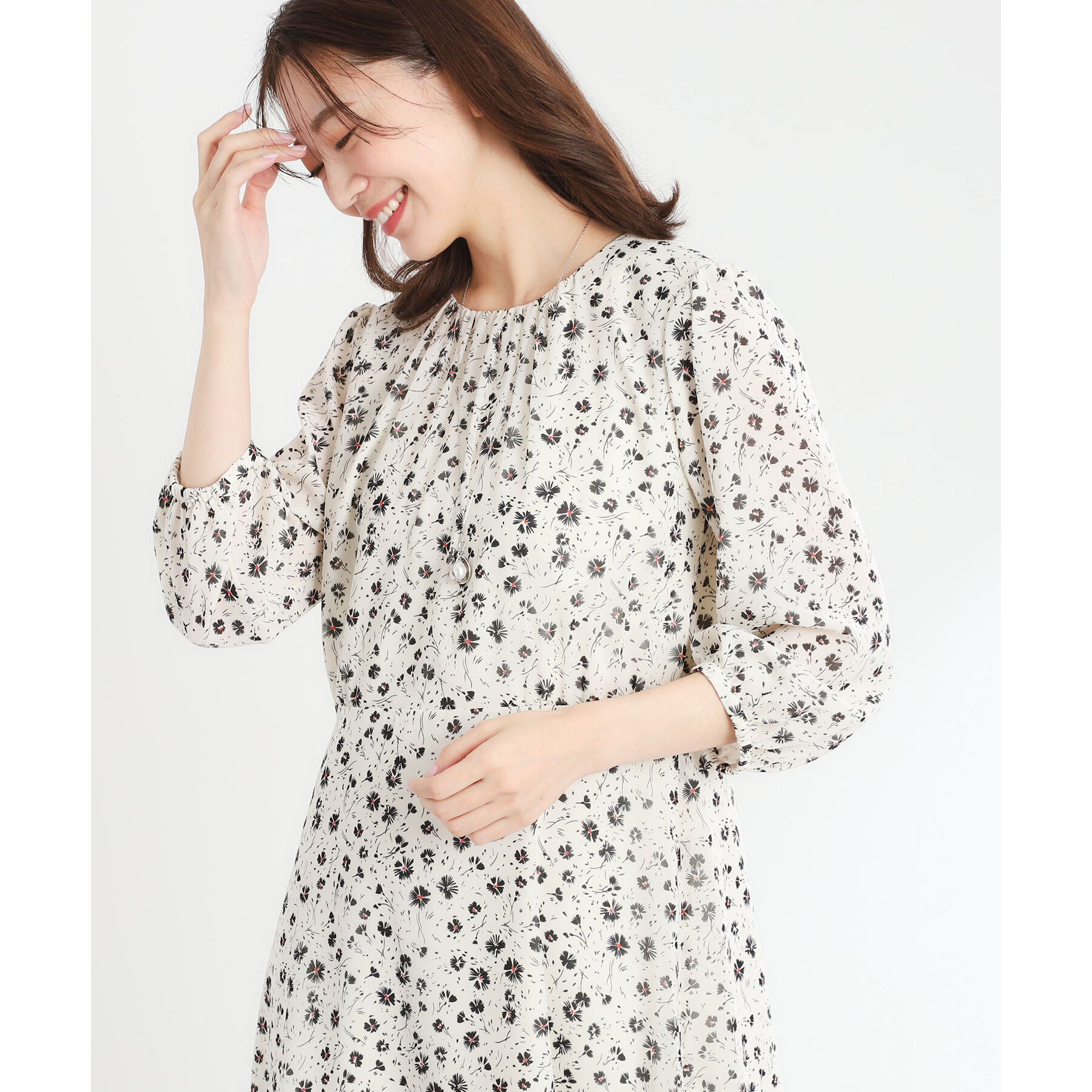 Reflect「【マシンウォッシュ可】フラワープリントワンピース」|ワンピース|