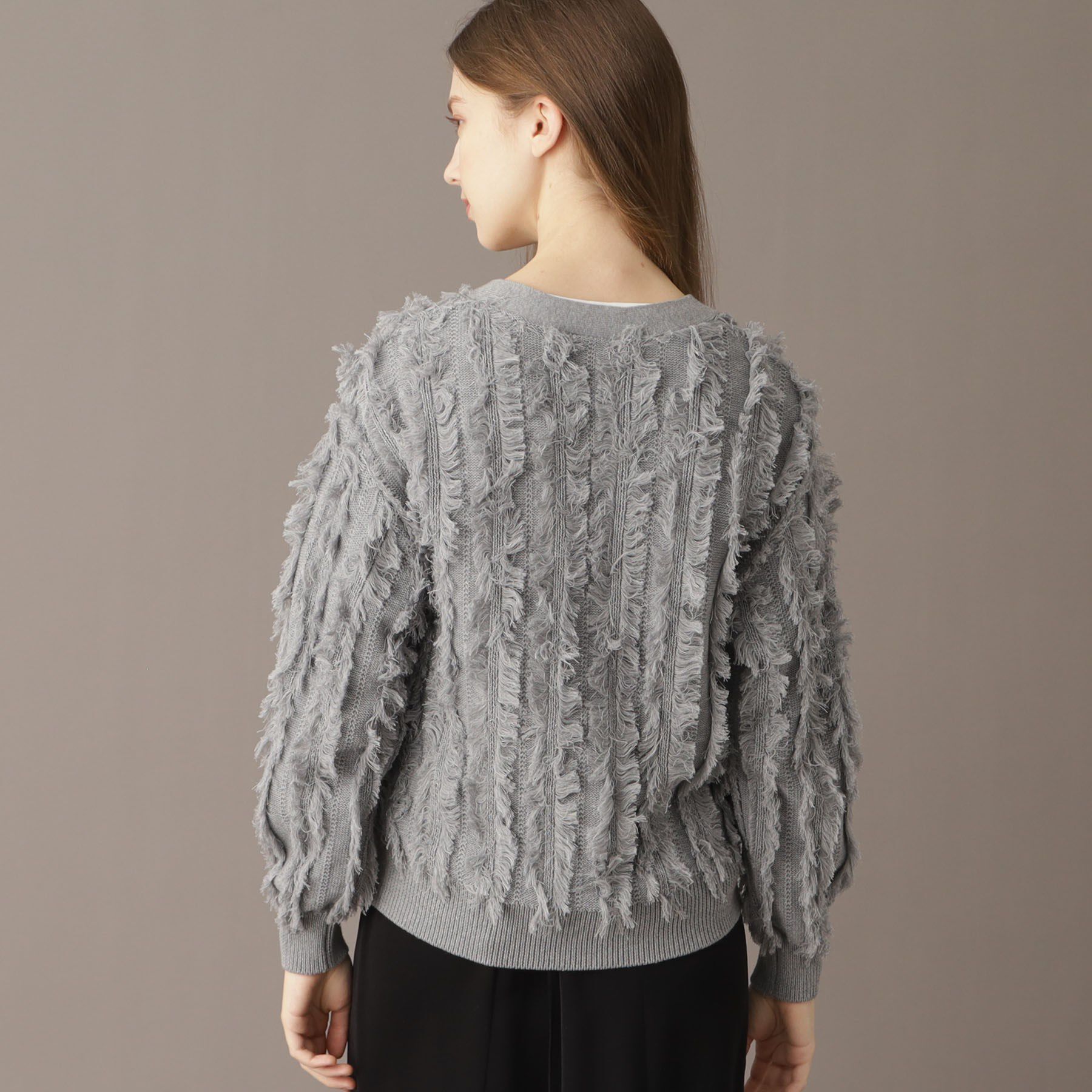 DRESSTERIOR「【Vネック/清涼感】コットンフリンジニットカーデ」|カーディガン|