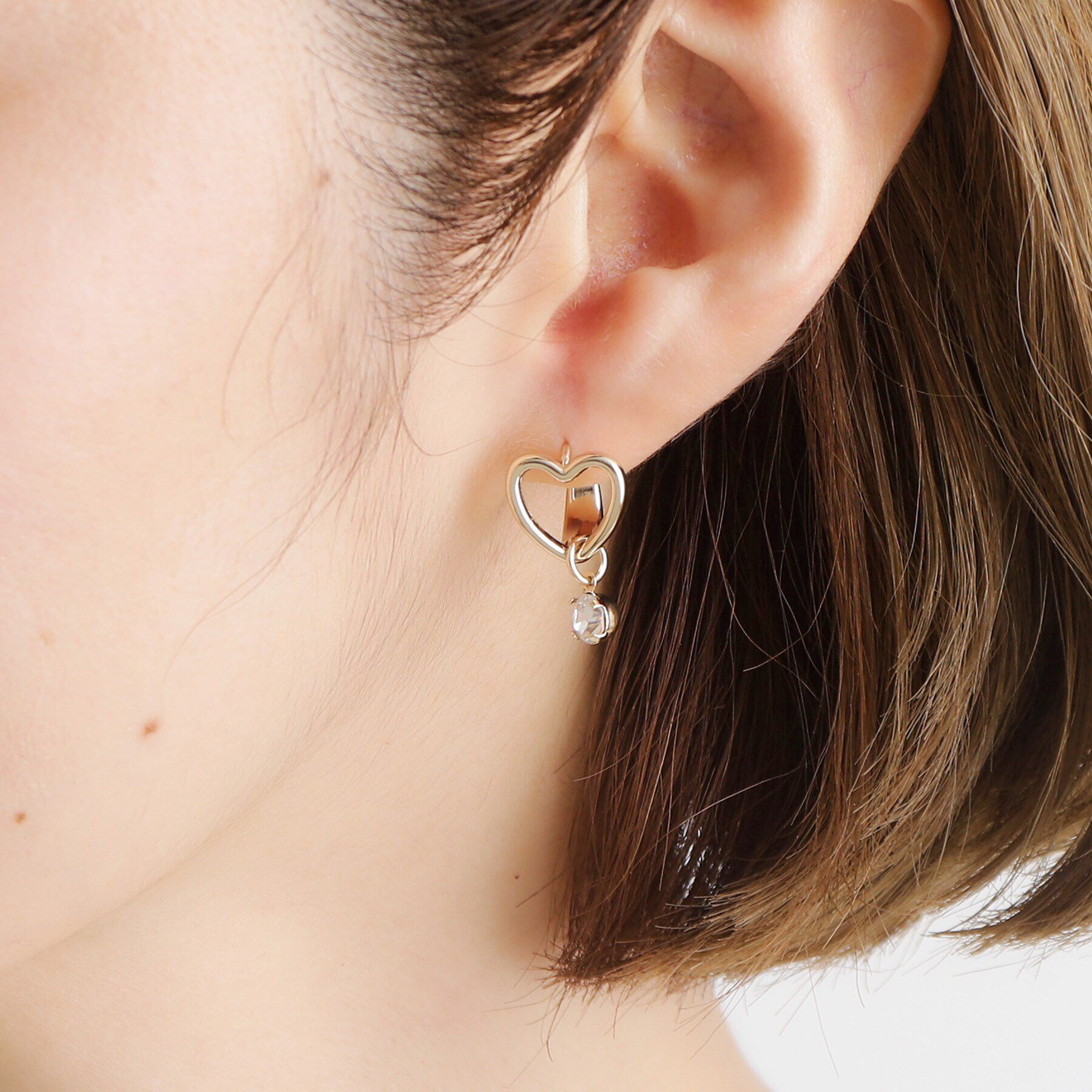 grove「ハートビジューワンタッチピアス」|ピアス|