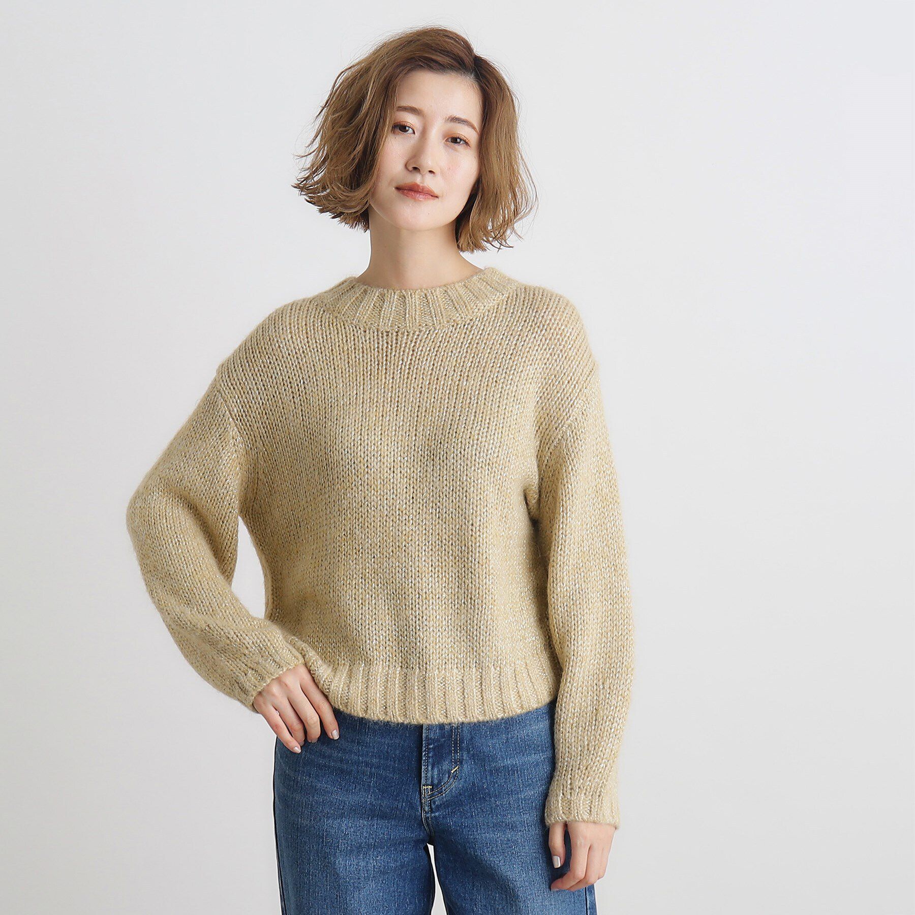 grove「ラメリリヤーンニット」|ニット・セーター|イエロー(031)