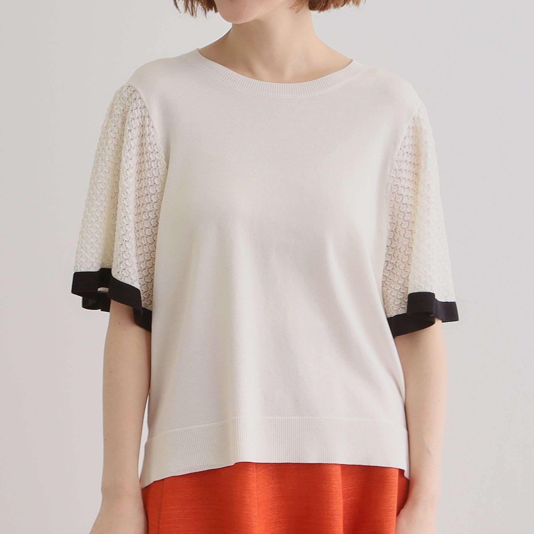 grove「袖透かし編みフレアースリーブニット」|ニット・セーター|