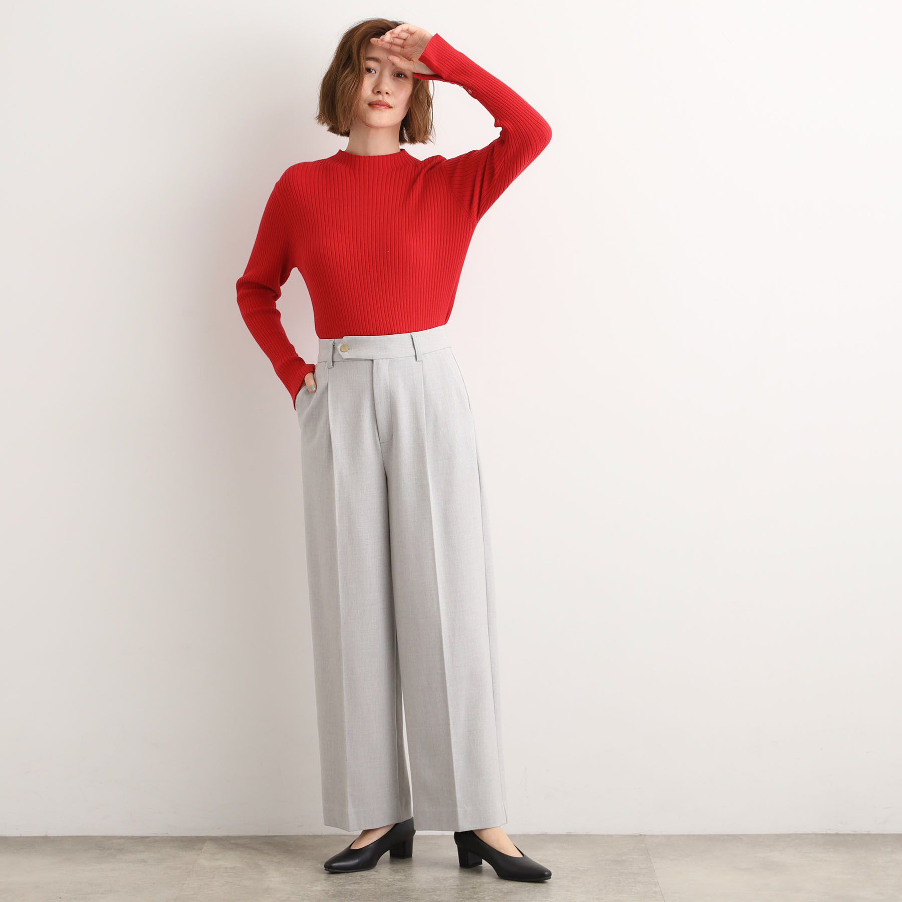 grove「シャークスキン裏起毛スラックスパンツ」|その他|