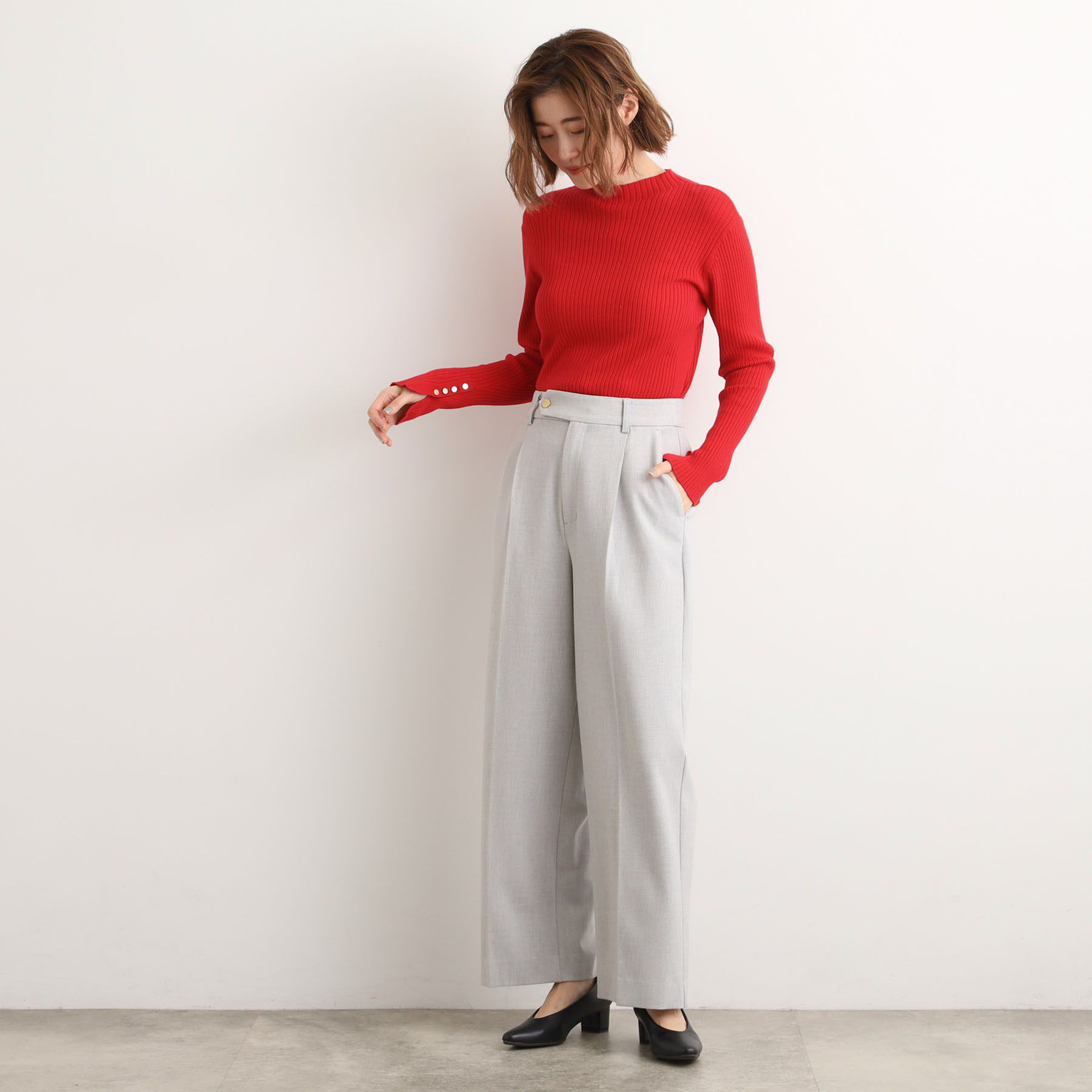 grove「シャークスキン裏起毛スラックスパンツ」|その他|