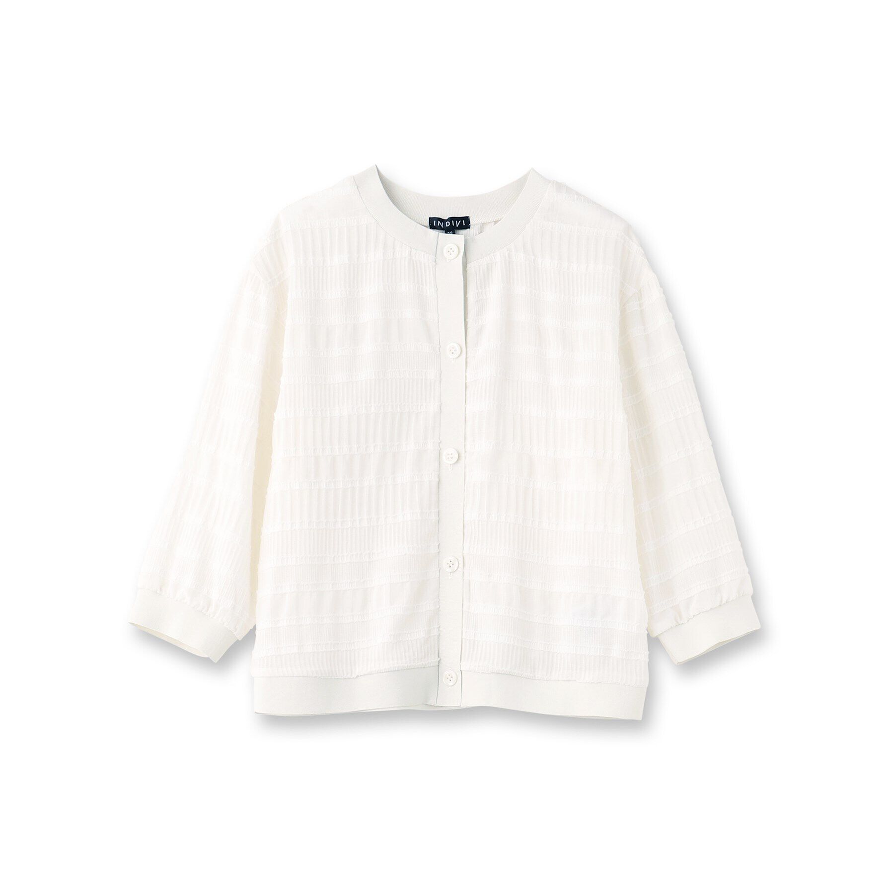 INDIVI「【洗える／SETUP可能】シャーリングクロップド丈カーディガンブラウス」|カーディガン|