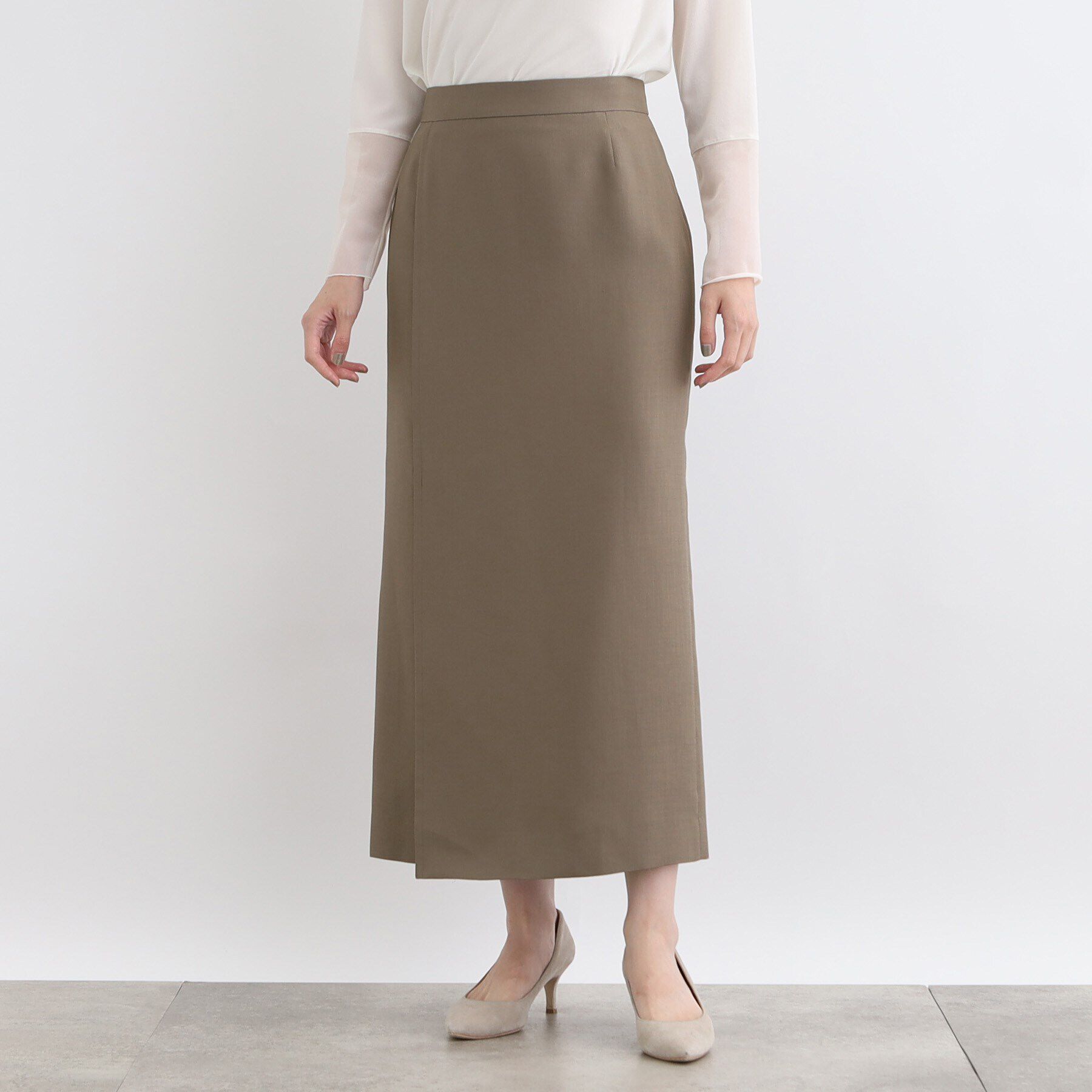 INDIVI「【トリアセテート混/SETUP可能】ラップ風ナロースカート」|スカート|