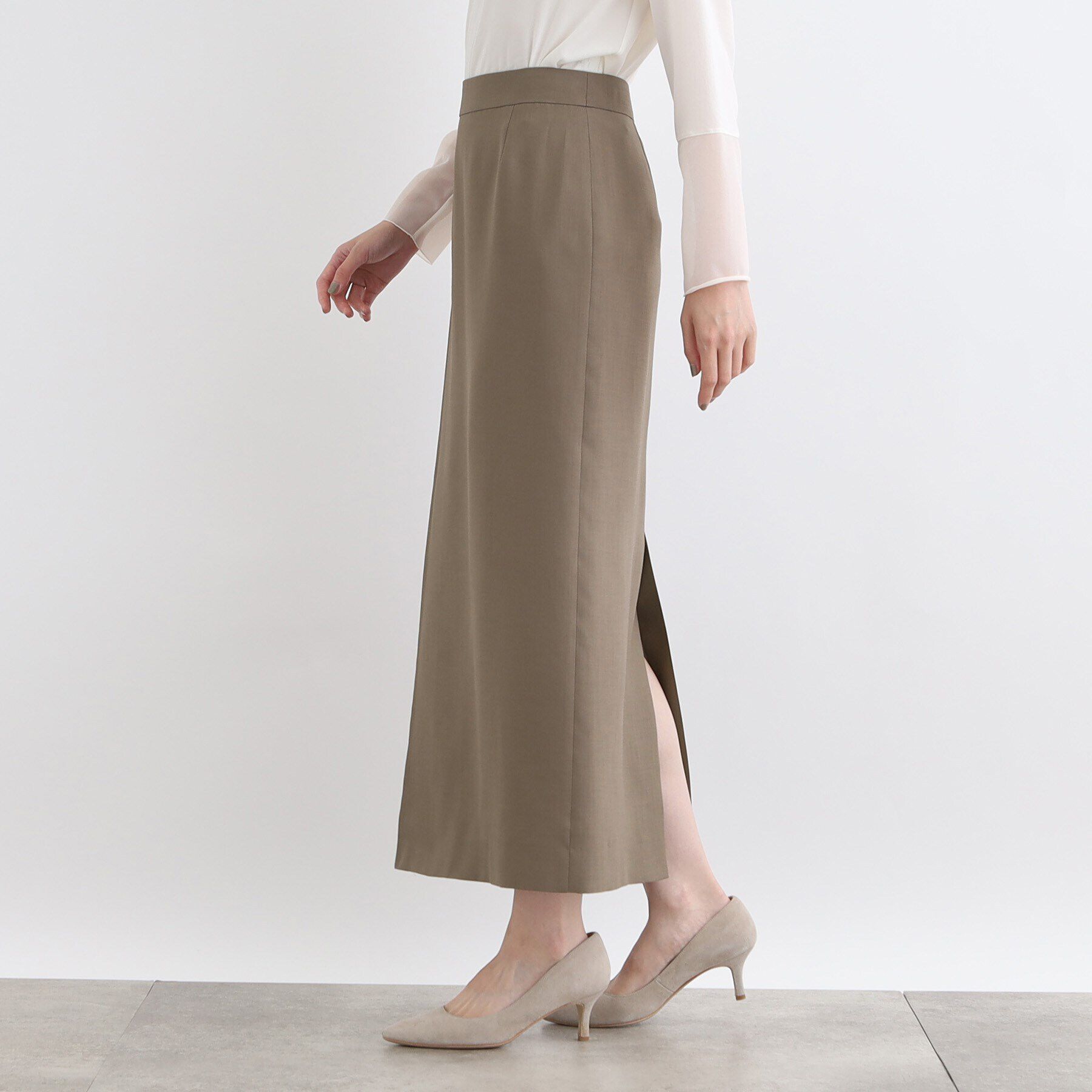 INDIVI「【トリアセテート混/SETUP可能】ラップ風ナロースカート」|スカート|