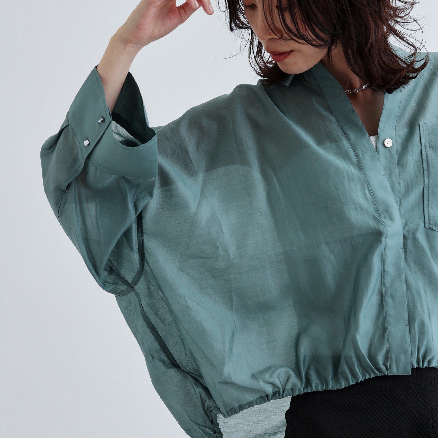 GALLEST「【再入荷】シアーローンステンカラーシャツ/シアーシャツ/シアートップス」|シャツ・ブラウス|