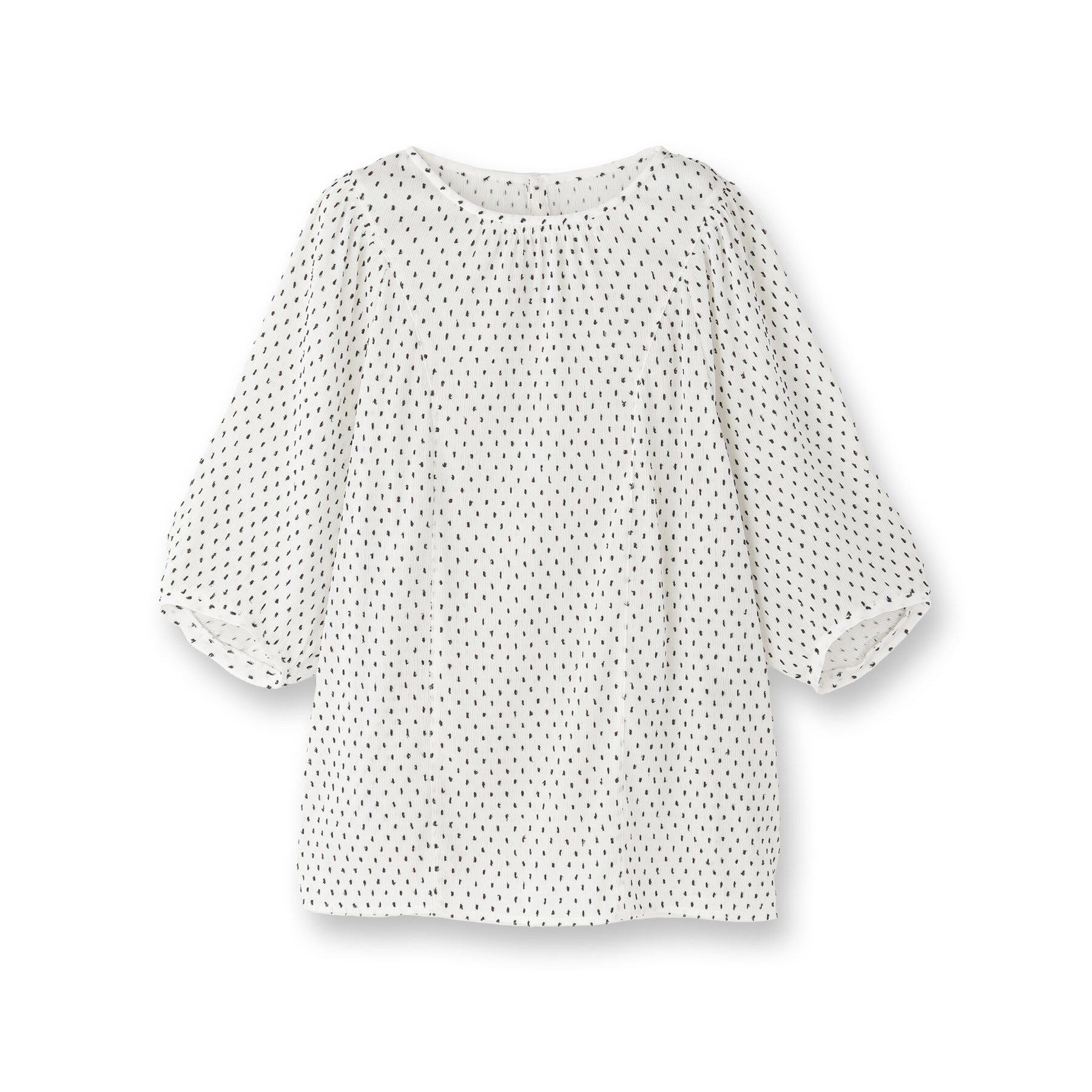 INDIVI「【洗える／ドット柄／凹凸素材】袖コンシャスドルマンブラウス」|シャツ・ブラウス|