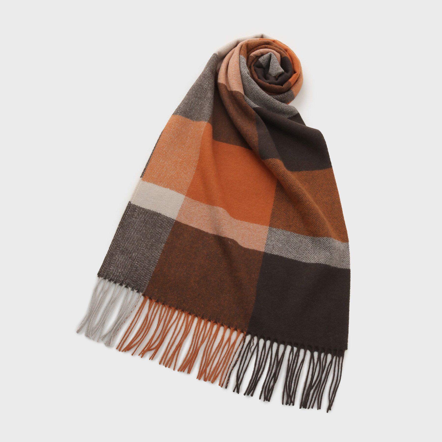 TAKEO KIKUCHI「【洗えるウールカシミヤ】 変形ブロックチェックマフラー」|ストール|