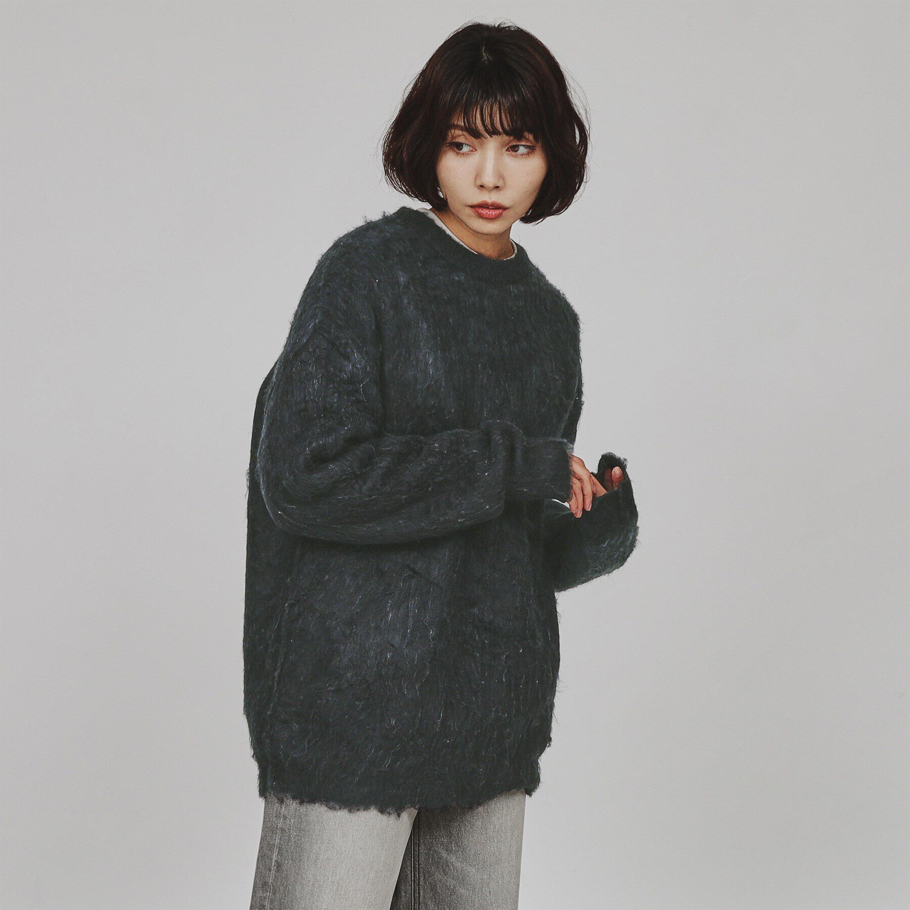 tk.TAKEO KIKUCHI「シャギーニットプルオーバー」|ニット・セーター|ｸﾞﾘｰﾝ(023)