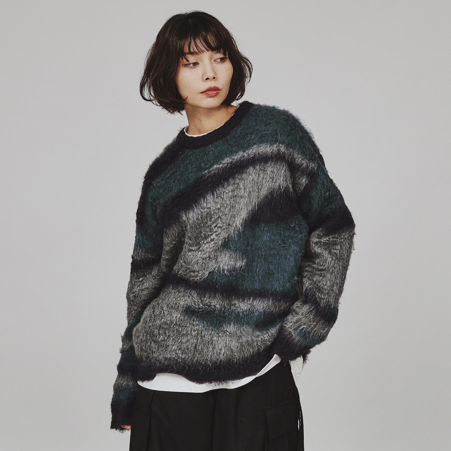 tk.TAKEO KIKUCHI「シャギーニットプルオーバー」|ニット・セーター|ｸﾞﾘｰﾝ(123)