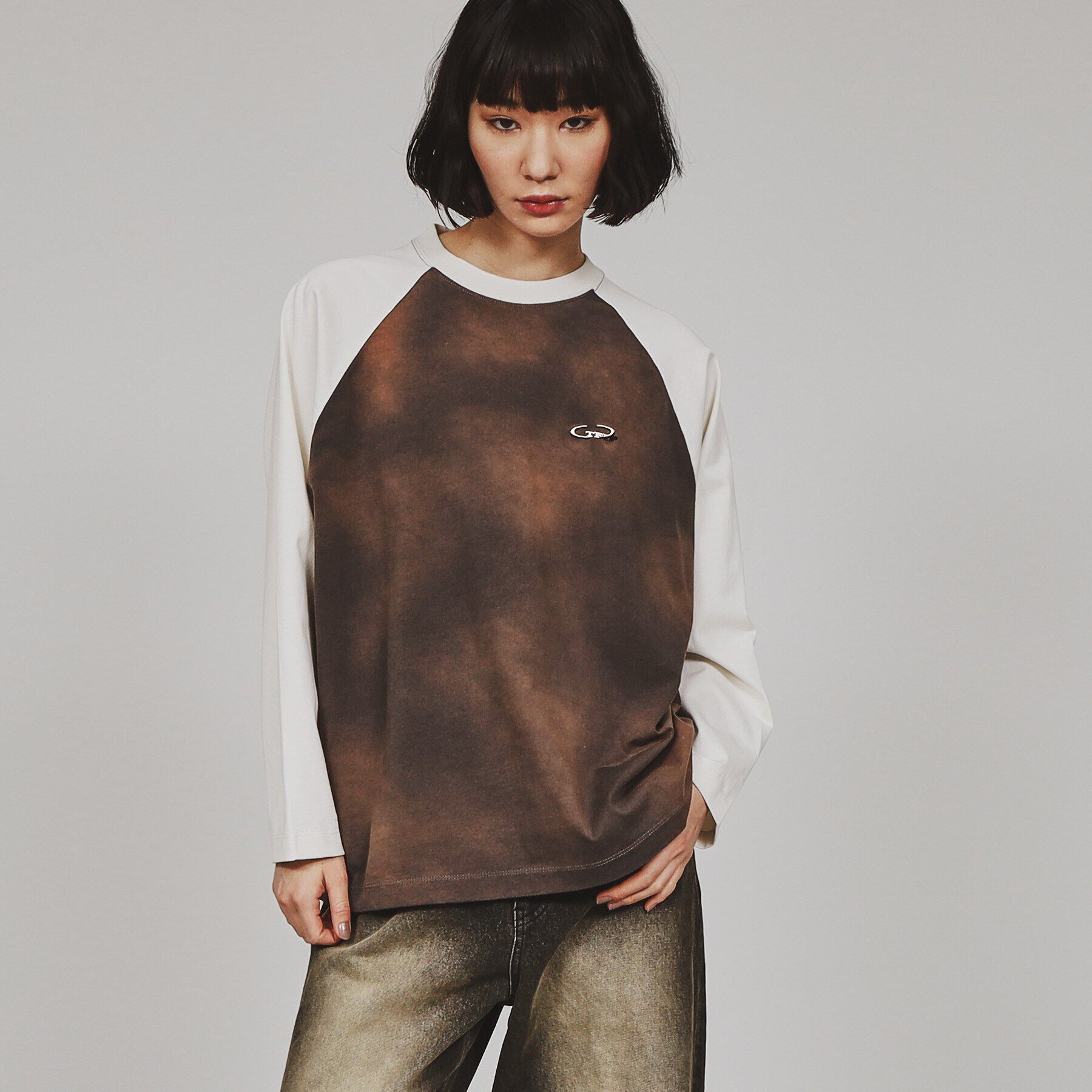 tk.TAKEO KIKUCHI「ブリーチラグランスリーブTシャツ」|Tシャツ・カットソー|ブラウン(543)