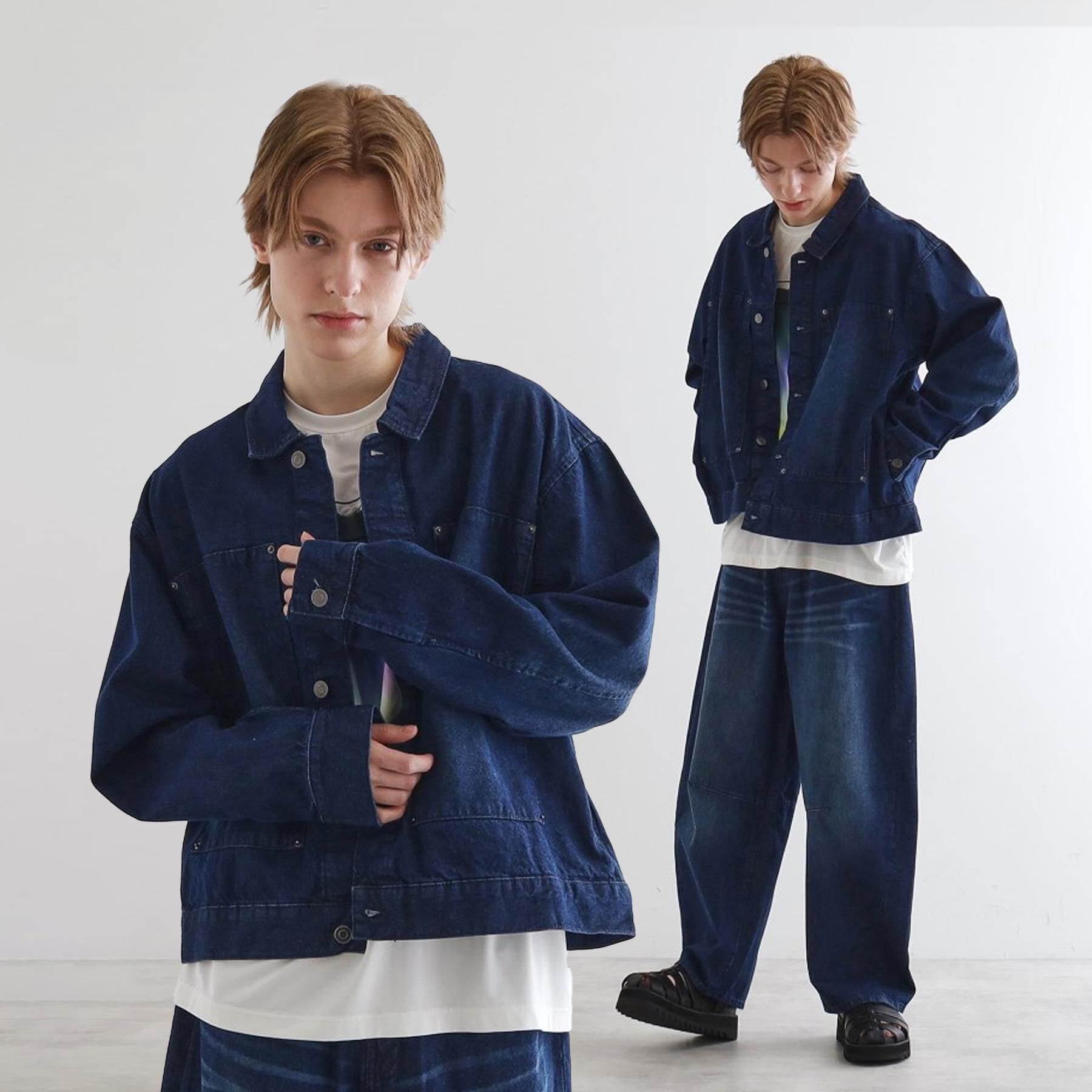 tk.TAKEO KIKUCHI「【上下2点セット】オールドデニムセットアップ」|スーツ|ネイビー(094)