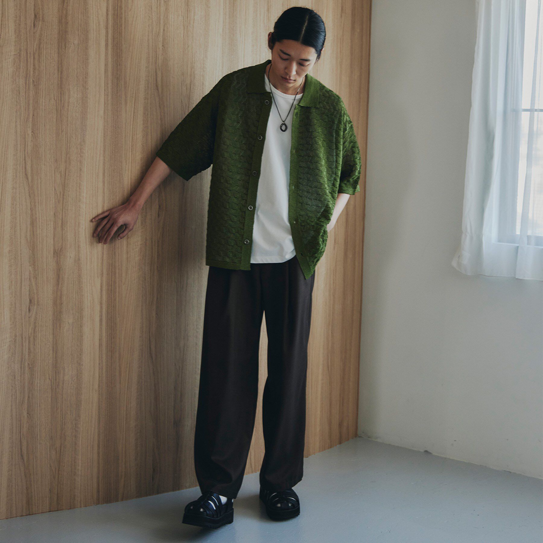 tk.TAKEO KIKUCHI「ニットポロカーディガン」|カーディガン|