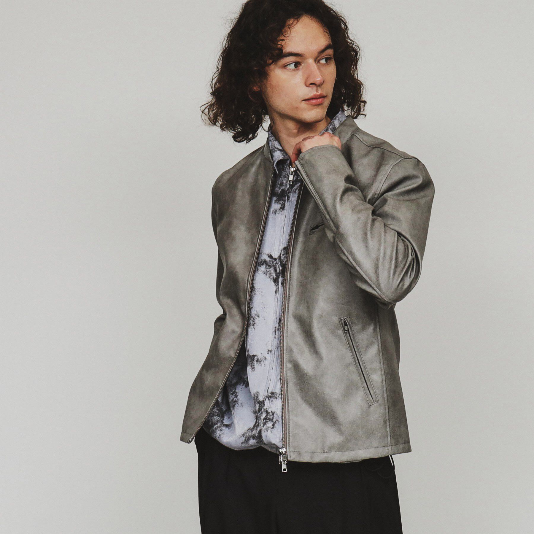 tk.TAKEO KIKUCHI「シングルライダースジャケット」|ライダースジャケット|ライトグレー(111