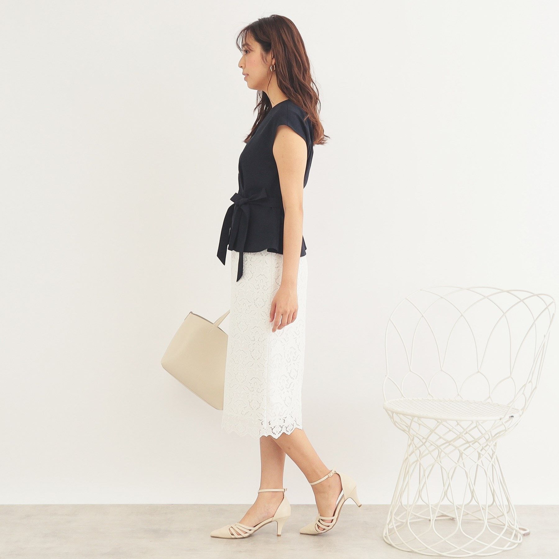 index「《美人百花掲載》リネンタッチ フレンチリボンブラウス/セットアップ対応【洗濯機洗い可/イージーアイロ」|シャツ・ブラウス|