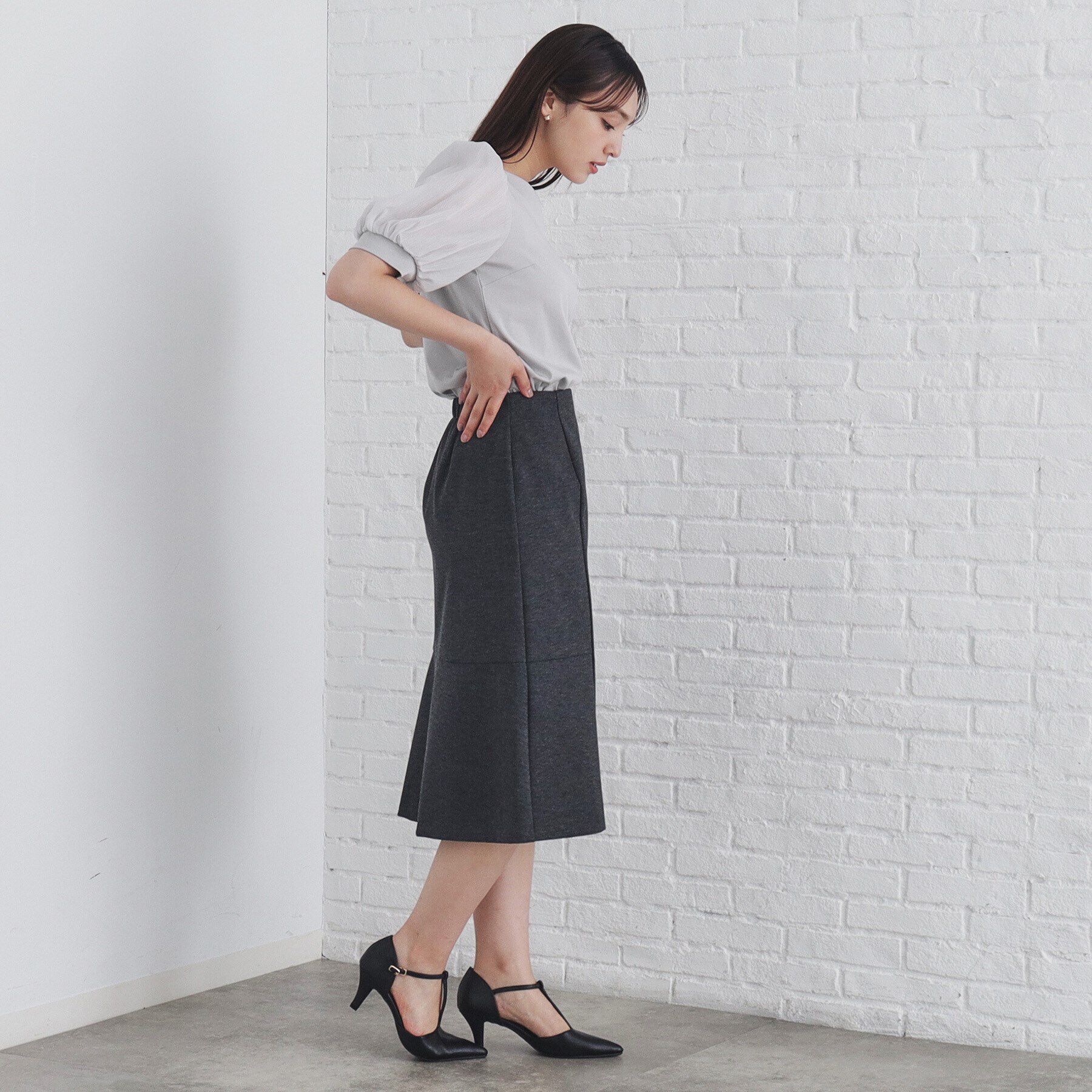 index「シアースリーブハートネックトップス【洗濯機洗い可】」|Tシャツ・カットソー|