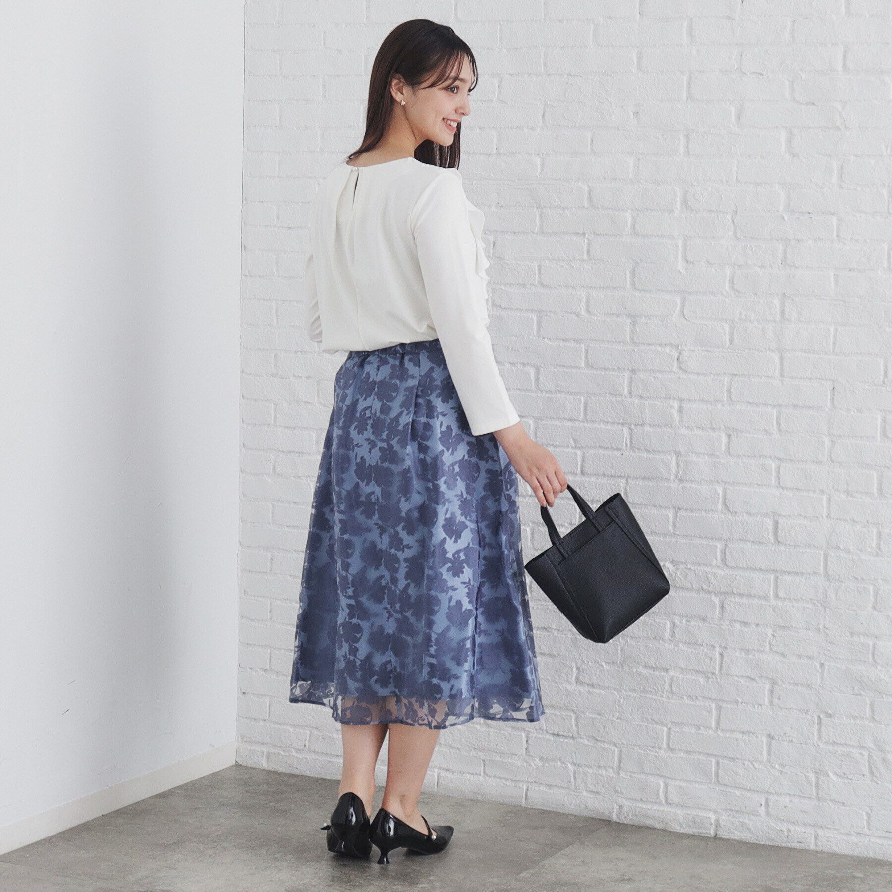 index「ストレッチポンチアシメフリルトップス【洗濯機可】」|Tシャツ・カットソー|